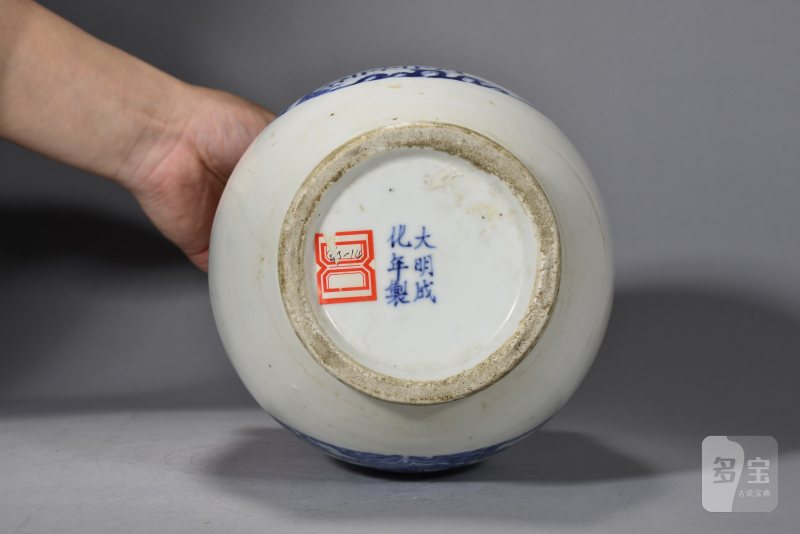 清道光 青花西厢记辅首尊 - 图5